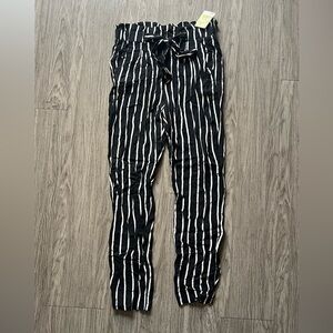 Black and White Striped Men's Pants